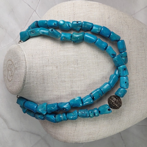 Barse Blue Bamboo Coral Necklace - Picture 3 of 7
